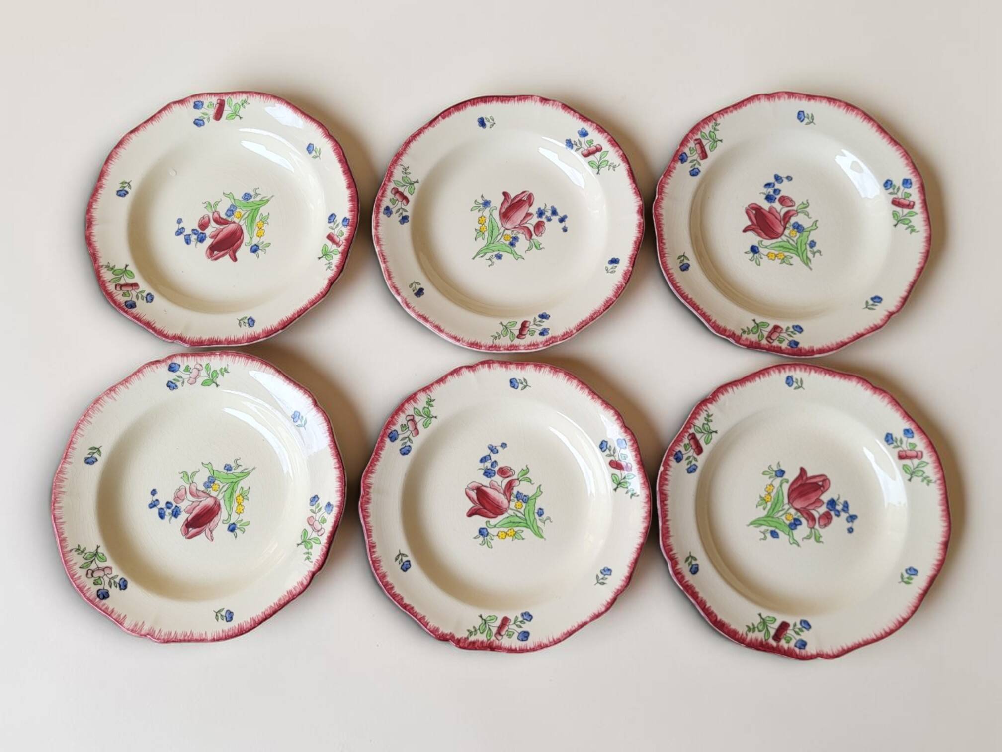 6 deep plates in Gien earthenware, Lorraine model