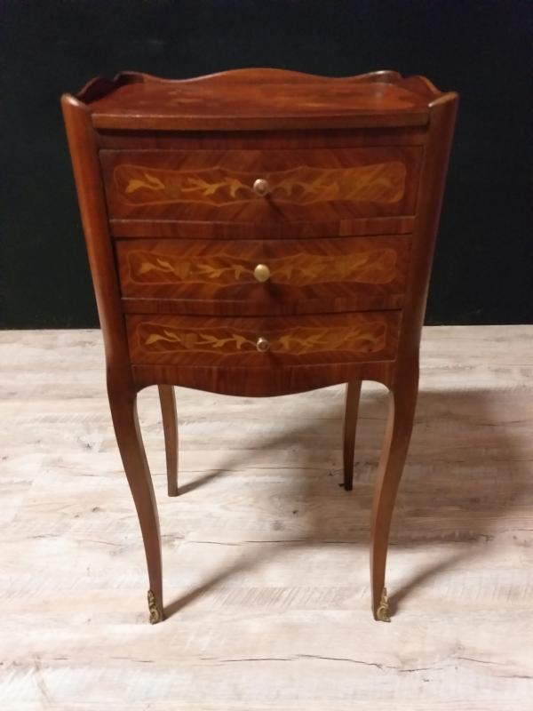 Pair of bedside tables, Louis XVth style and marquetry
