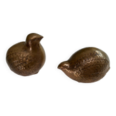 Pair of Art Deco copper quails