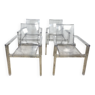 Armchairs (set of 4) vintage Italian Driade from the 1980s.