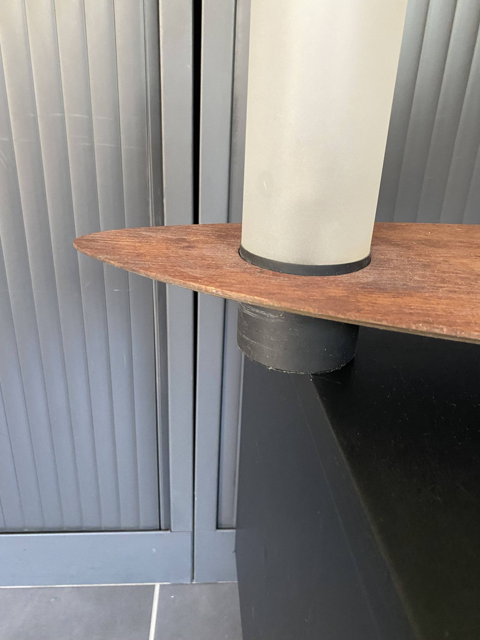 Suspension lamp ceiling light Scandinavian surf teak frosted glass vintage 70s