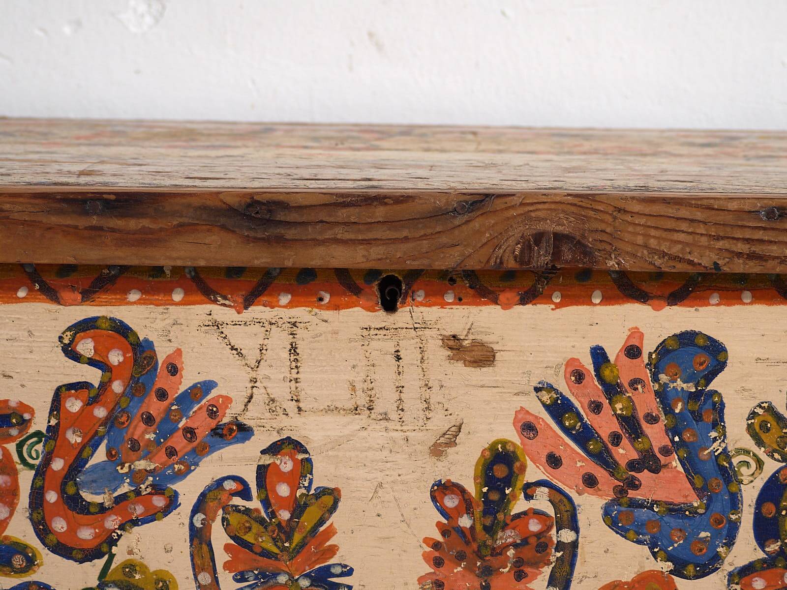 Antique hand-painted folk-style trunk (c.1880) #14