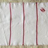 Lot de nappe ancienne et 6 serviettes  brodés SE - 140x125cm - coton