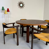 Vintage marquetry wooden table designed by Dieter Waeckerlin for Idealheim an70.