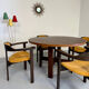 Ancienne table en bois marqueté design Dieter Waeckerlin Idealheim, années 70