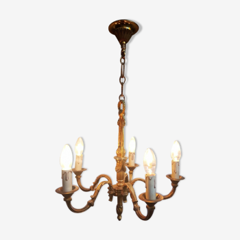Louis XVI style bronze chandelier 5 lights in working order!