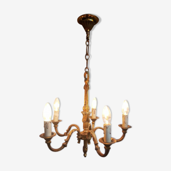 Lustre bronze de style Louis XVI 5 feux en état de marche !