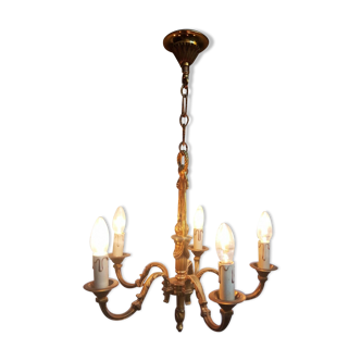 Louis XVI style bronze chandelier 5 lights in working order!