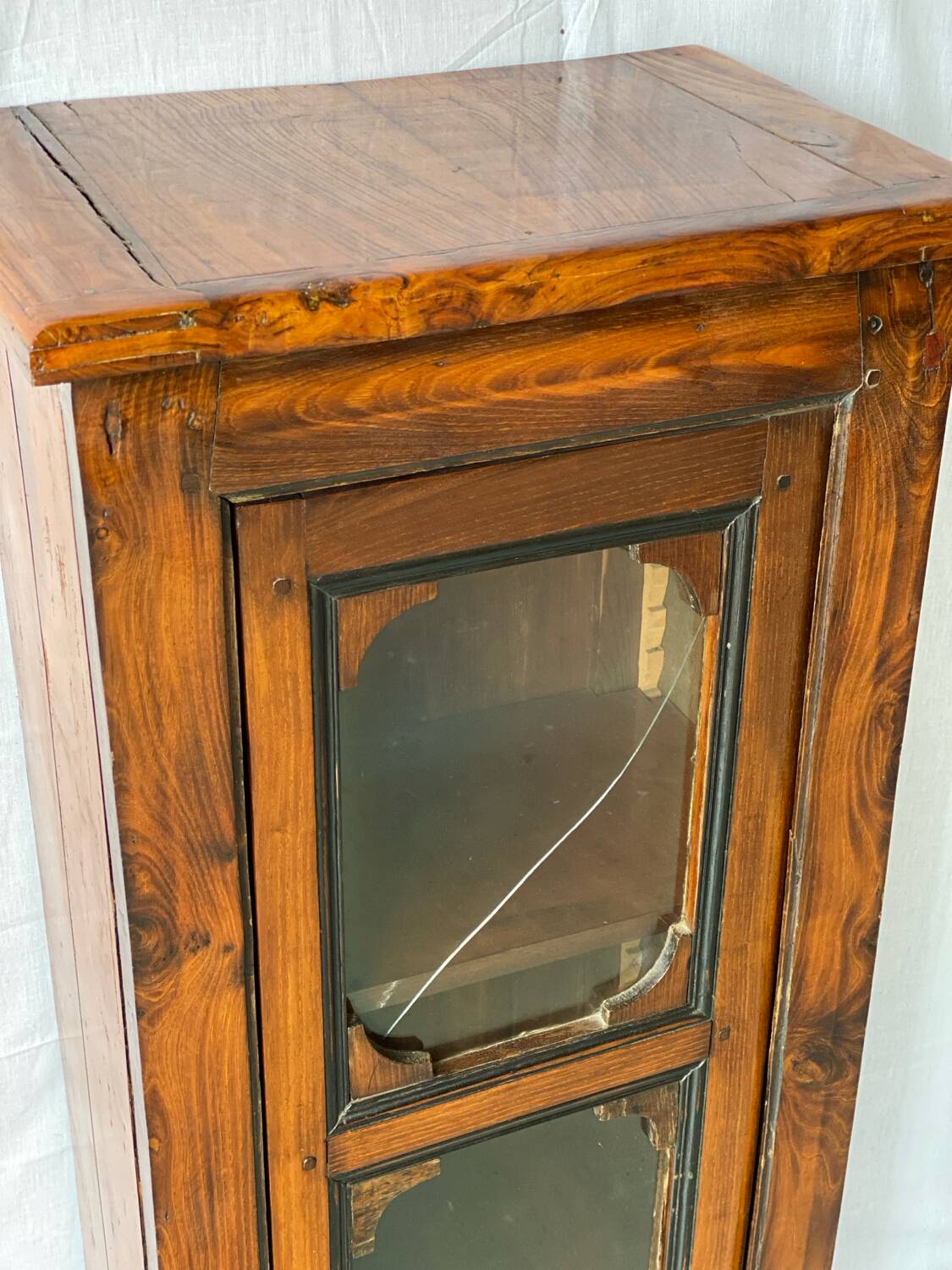Vintage solid wood column display cabinet
