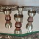 Polished stainless steel coquetiers - wooden feet