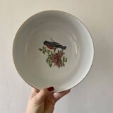 Vintage porcelain salad bowl - bird and flower decorations