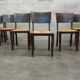 Suite of 6 chairs brutalist style straw and solid oak