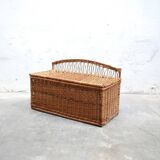 Vintage rattan bench trunk