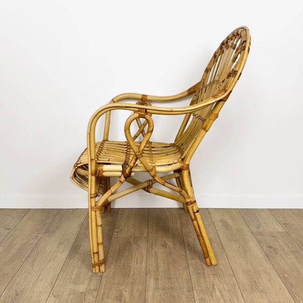 Fauteuil bambou et rotin adulte années 60