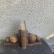 Pair of vintage carved wood and metal ball bookends