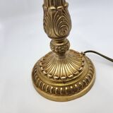 Arum table lamp with metal base and white pink glass lampshade 1970 Vintage
