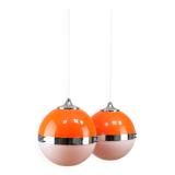 Space Age Italian Orange Pendant Lamps, Set of 2