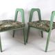 Lot de 2 tabourets verts à fleurs vintage