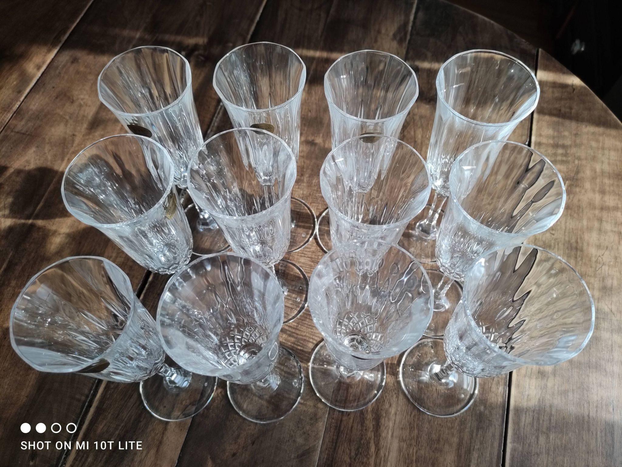 Set of 12 vintage Italian crystal champagne flutes Capri model with original boxes