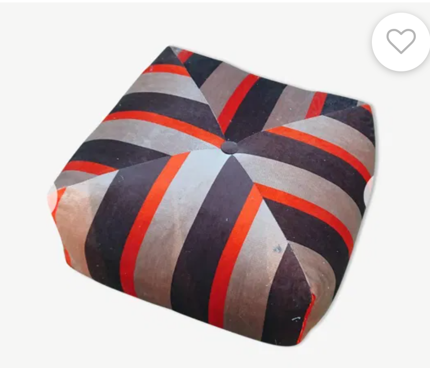 Pouf velour year 70s vintage very good condition