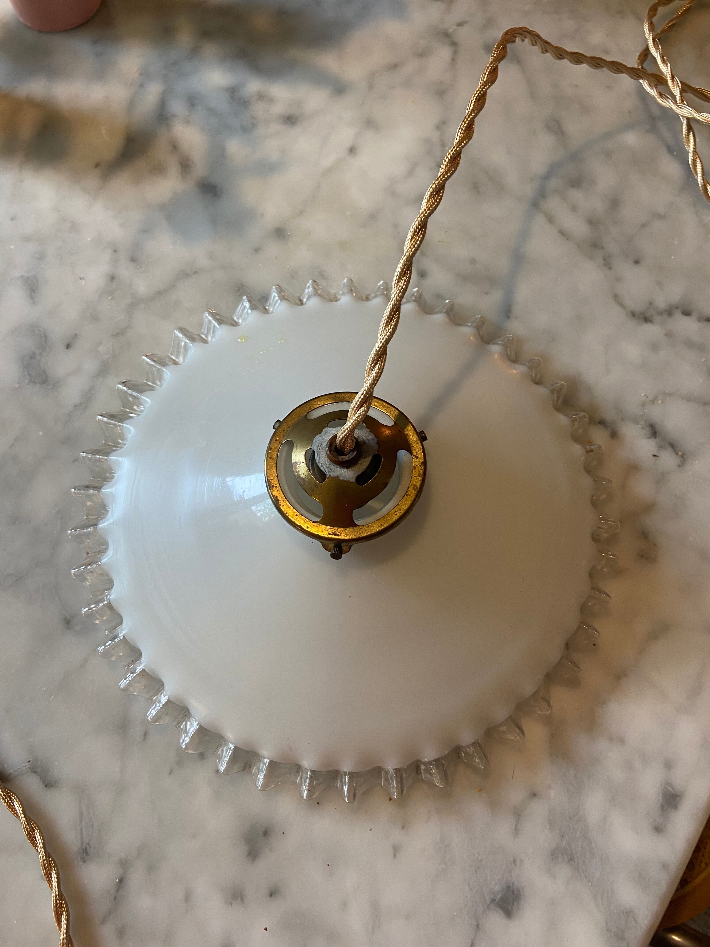 Vintage opaline hanging lamp