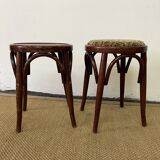 Pair of low vintage “Thonet” style bentwood stools