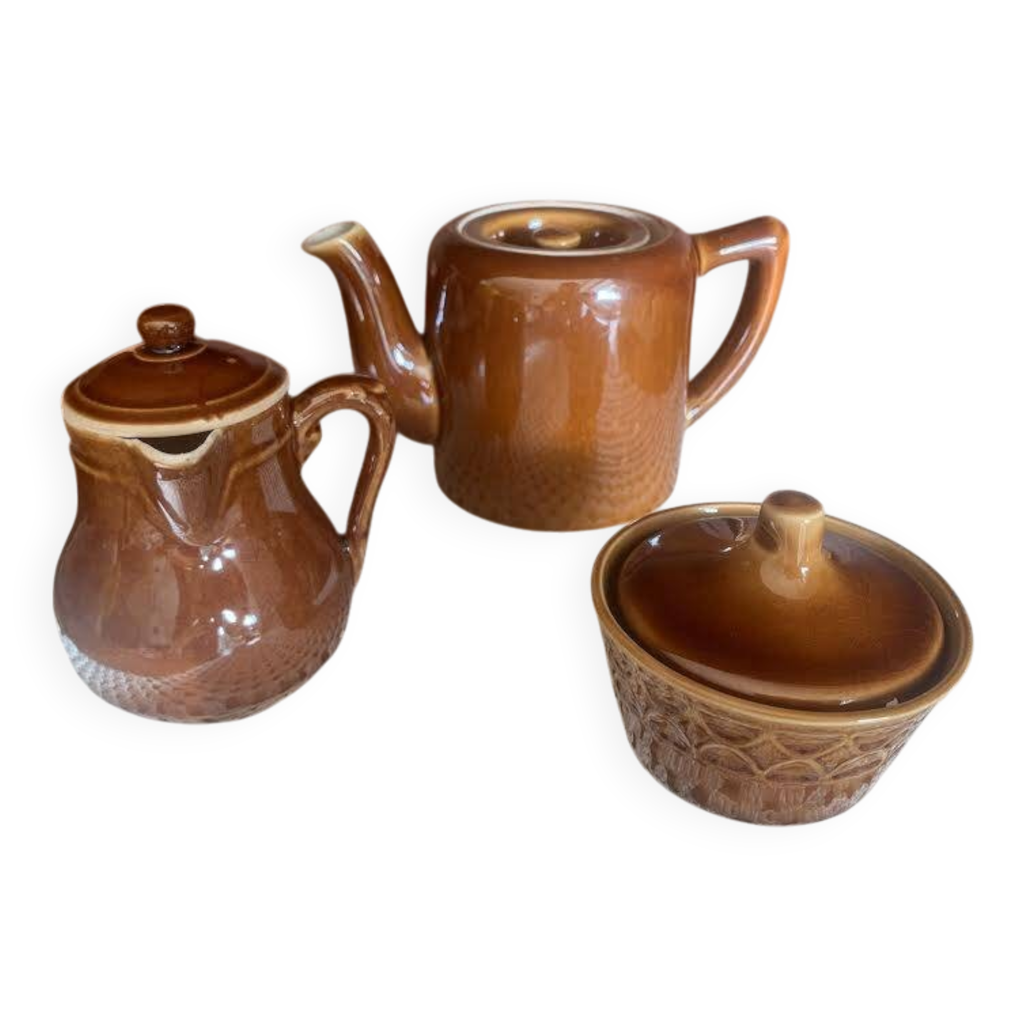 3-piece stoneware coffee and tea set