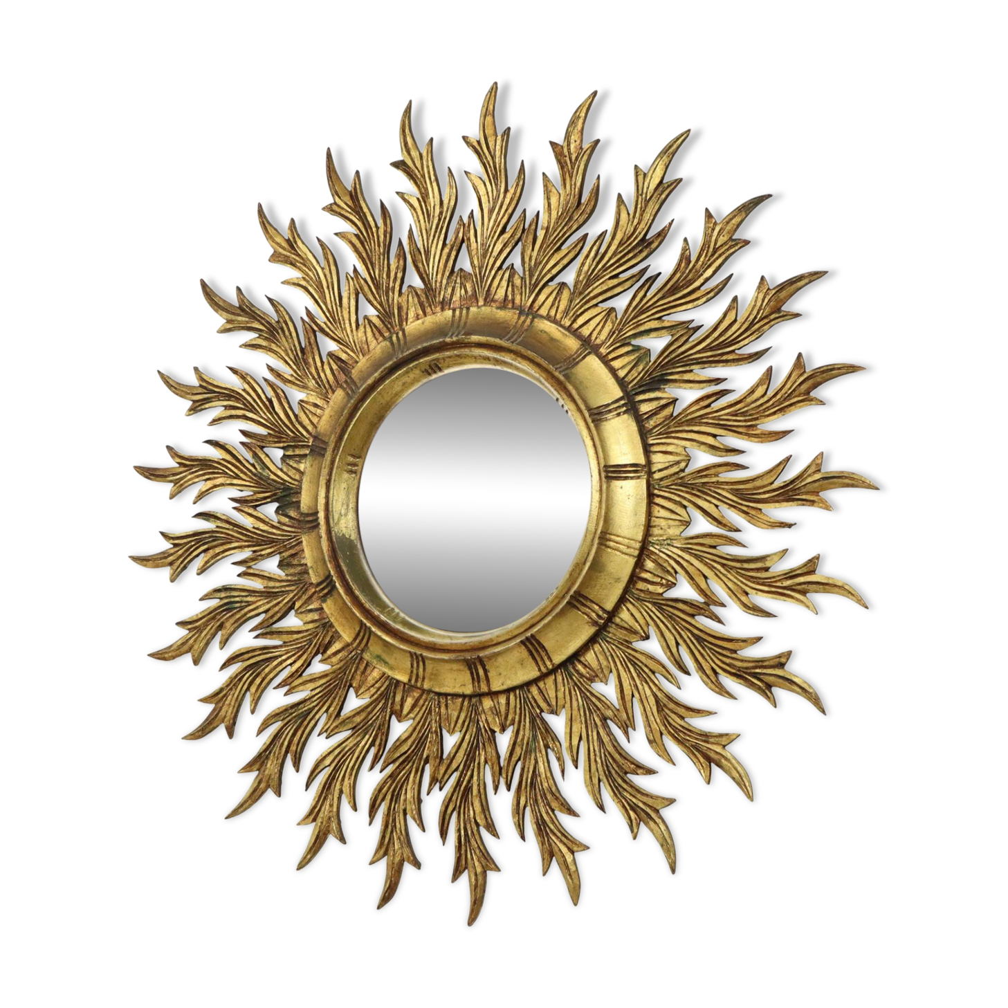 Large Rare Wooden Sun Mirror Sunburst Gold Leaf XL 86cm