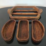 Teak aperitif service, vintage Scandinavian cups