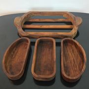 Teak aperitif service, vintage Scandinavian cups