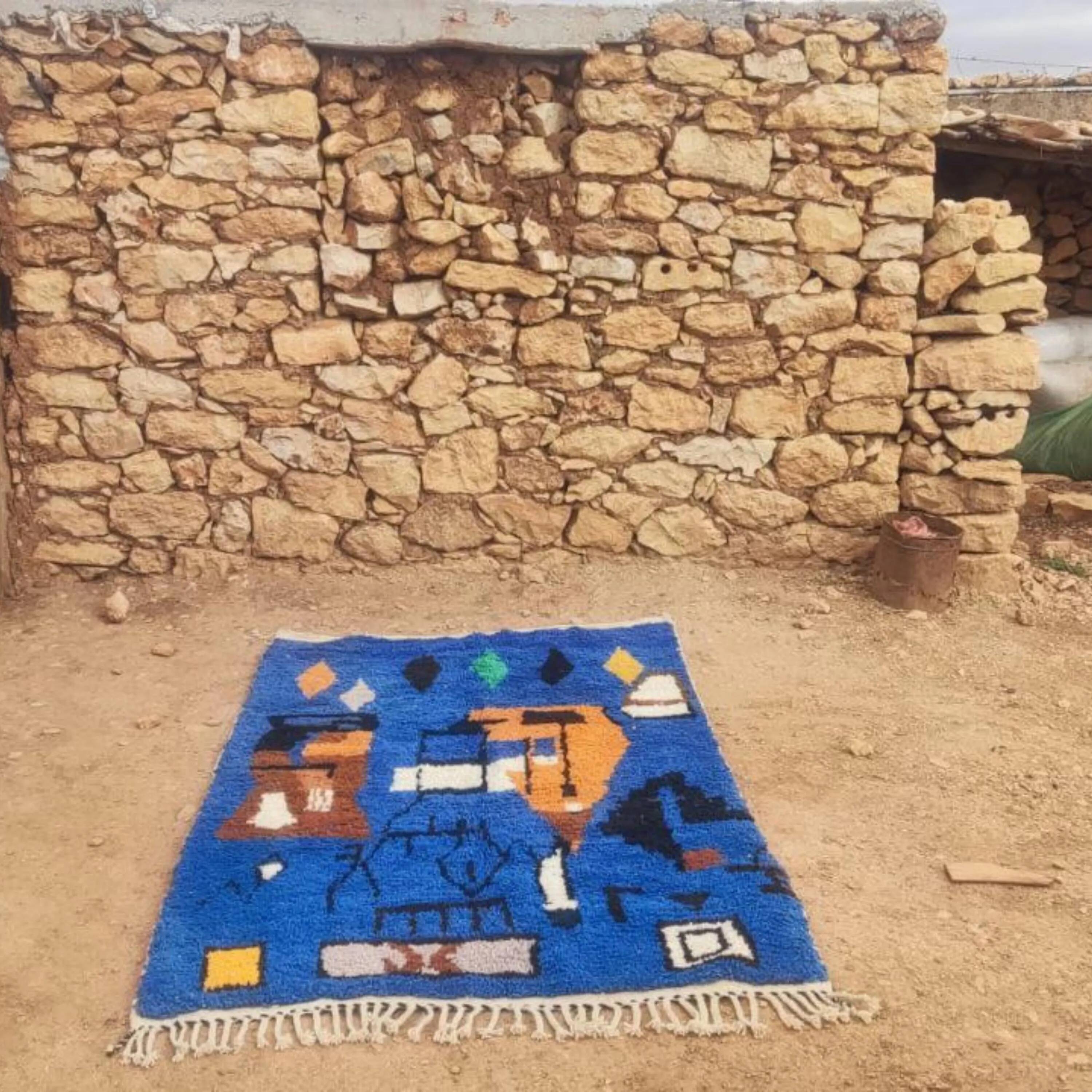 Traditional handmade carpet 250cm x 150cm Moroccan