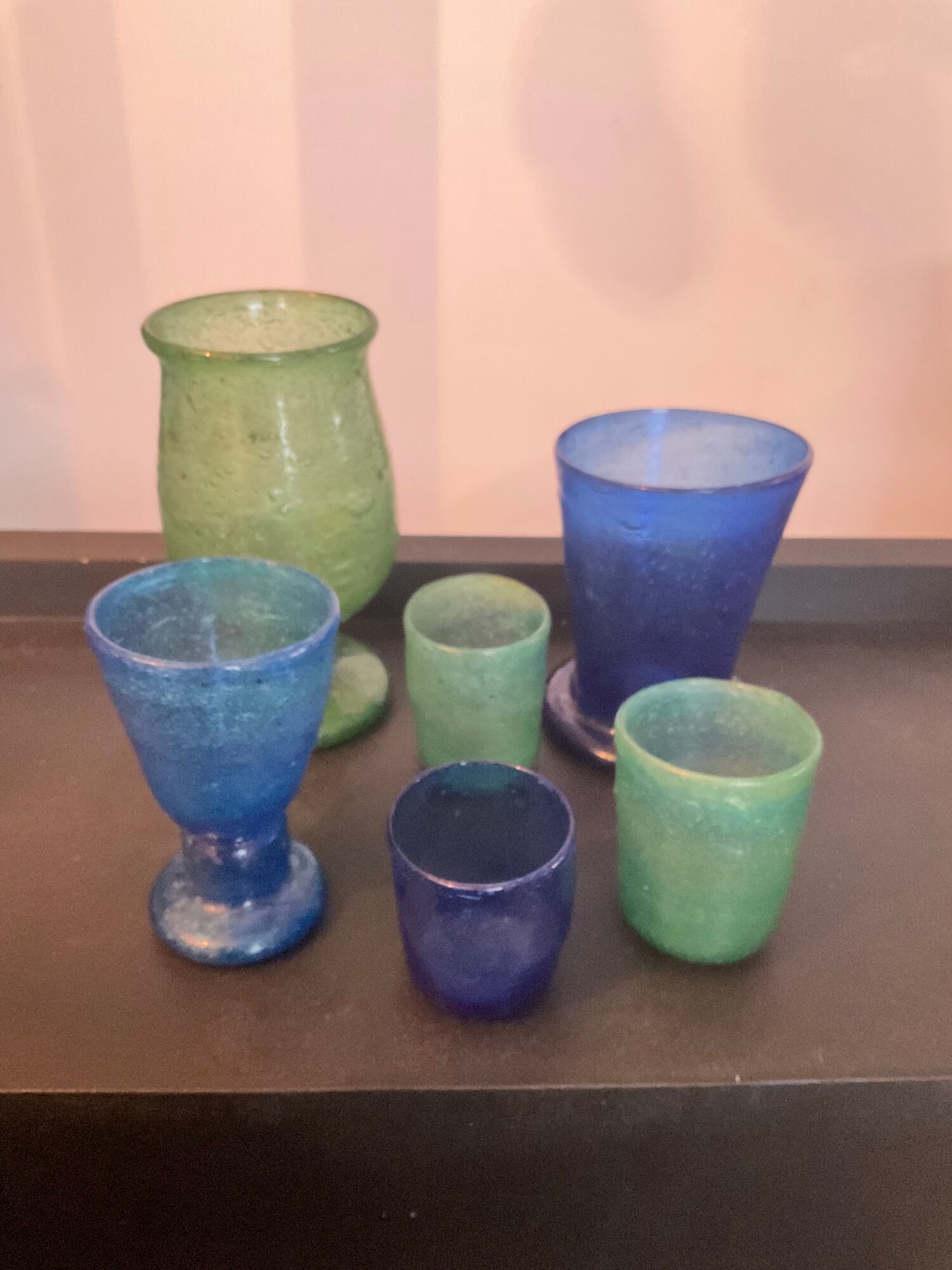 Series of vintage jar vases in bubbled glass paste from the 50s-60s