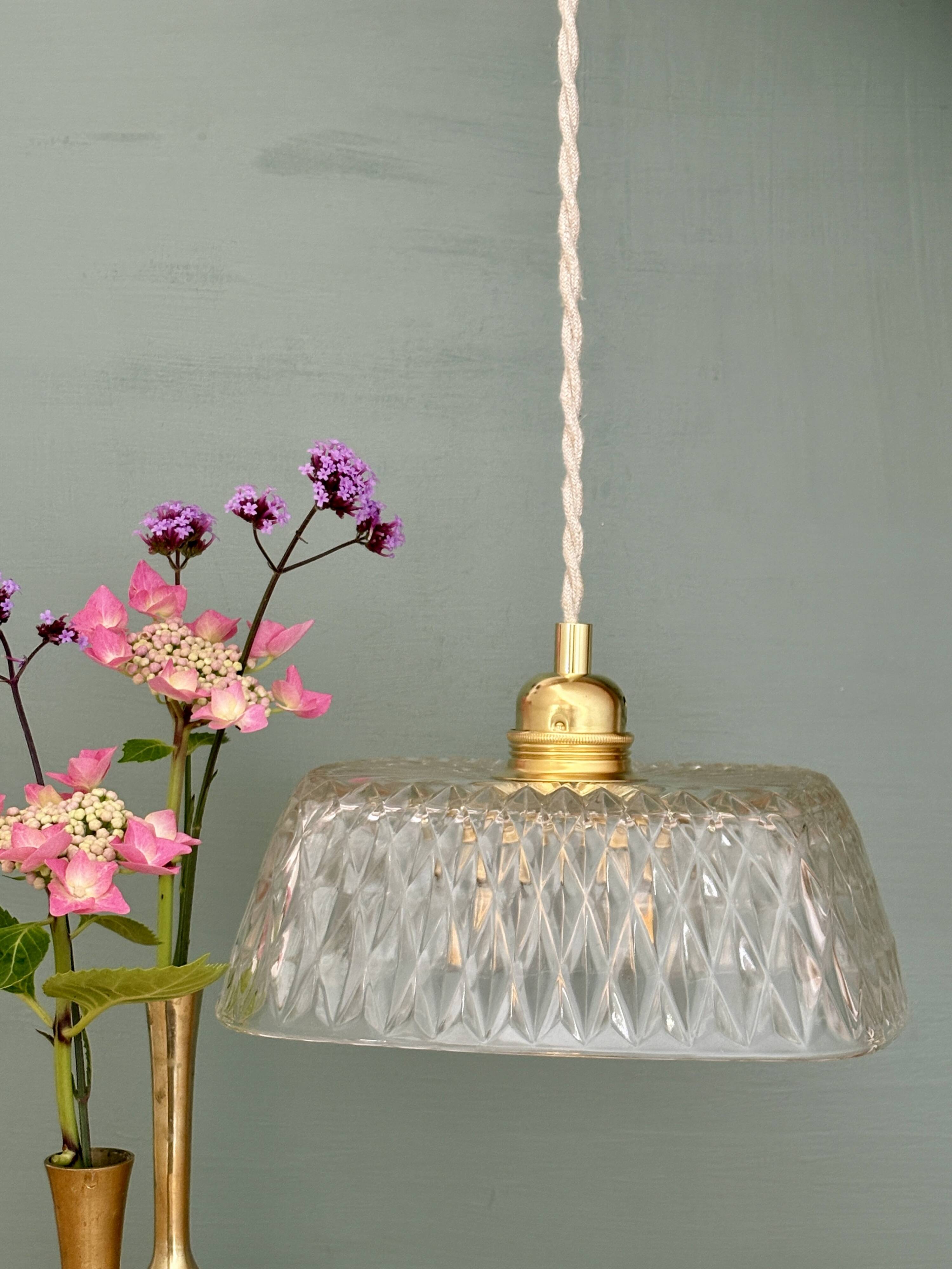 Vintage square glass pendant light - tableware collection -