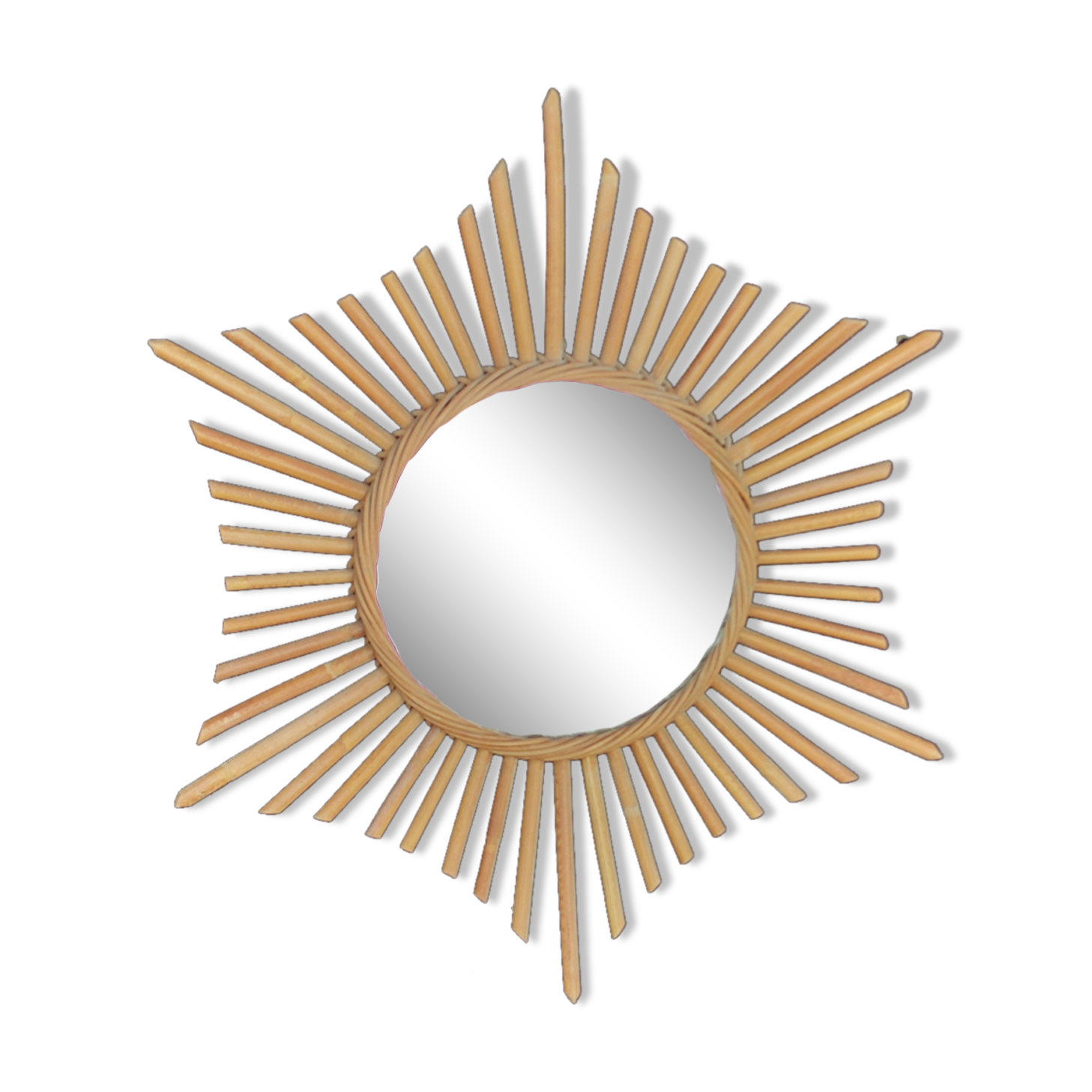 Vintage rattan sun mirror 47cm