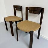 Set of 4 Girsberger Scandinavian style chairs from the 80s, vintage wood