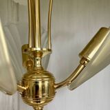 Frosted shell and gilded metal chandelier