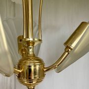 Frosted shell and gilded metal chandelier
