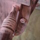 Rocking-chair vintage 50 in pink patina wood