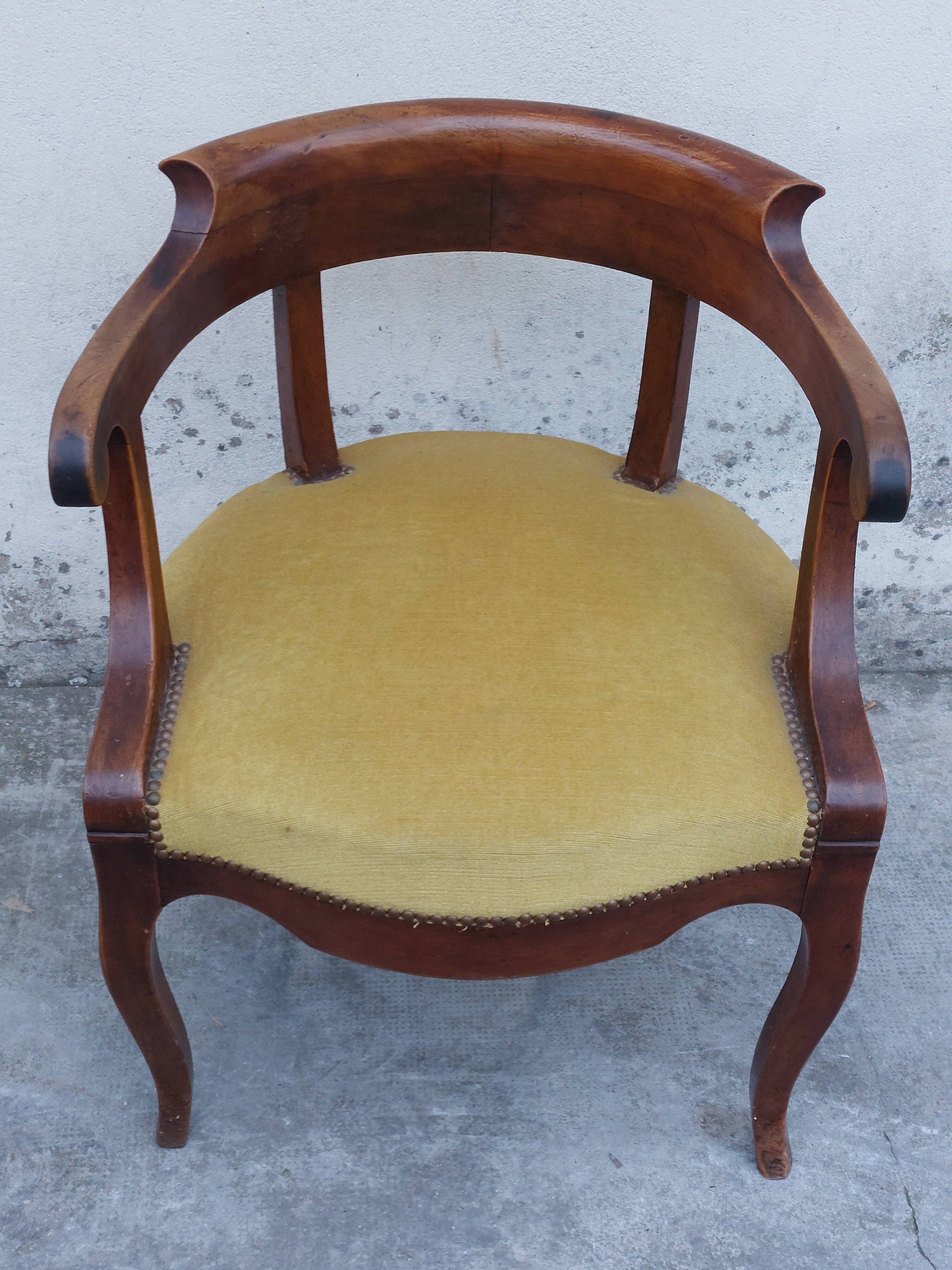 Louis Philippe office armchair in solid walnut