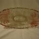 Oval bowl in crystal and frosted glass, pink and frosted.