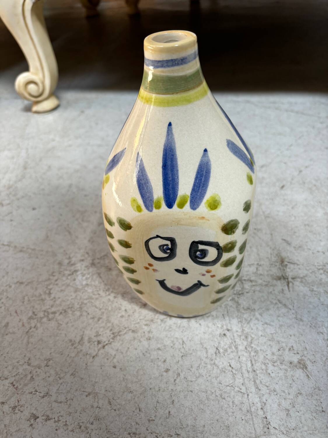 ceramic Vase decorated with Face 22cm