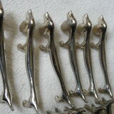 12 silver metal knife holders 6 dogs and 6 cats