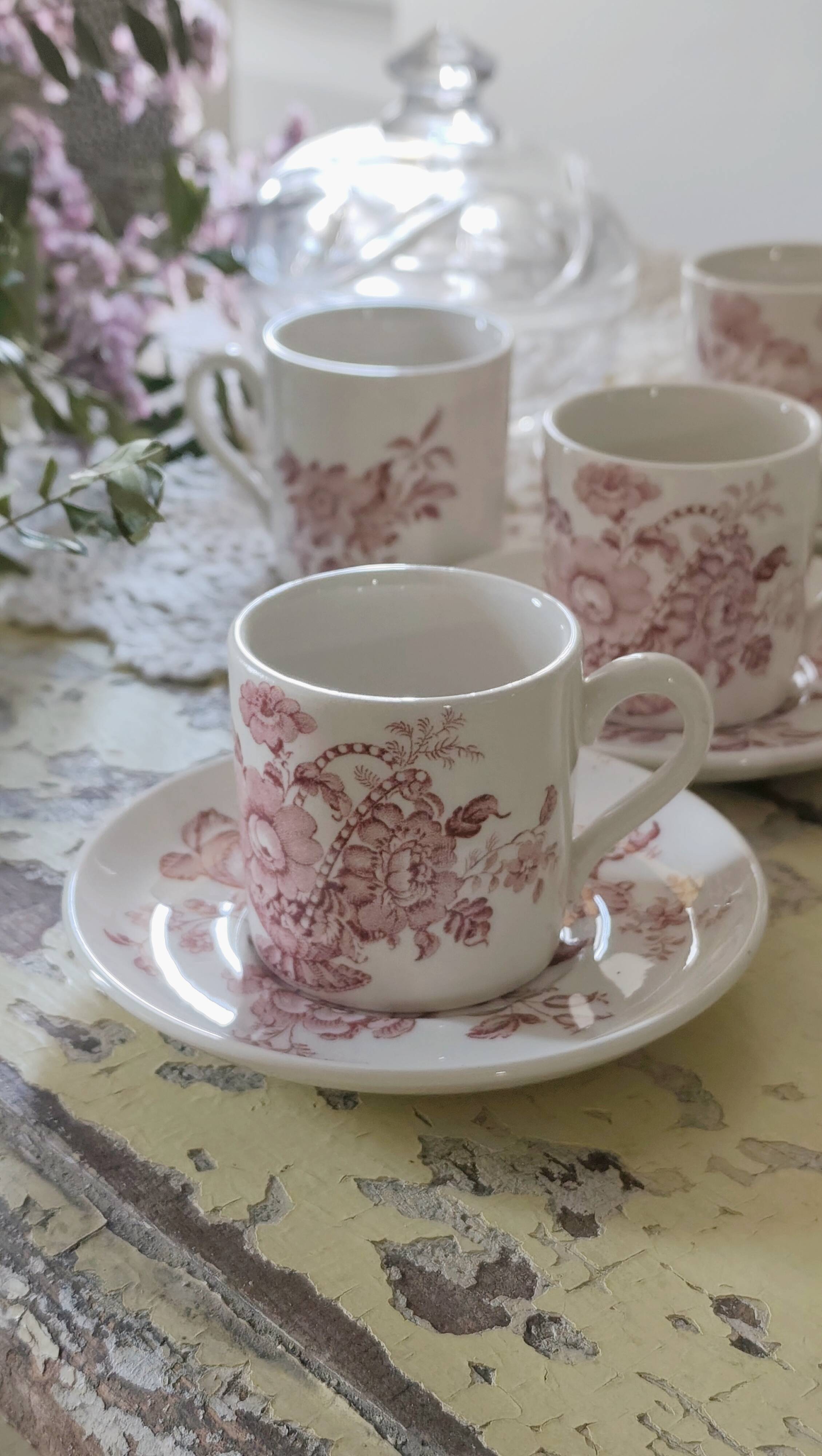 Vintage Coffee Set - 6 Cups and 6 Saucers - Crown Devon Brand