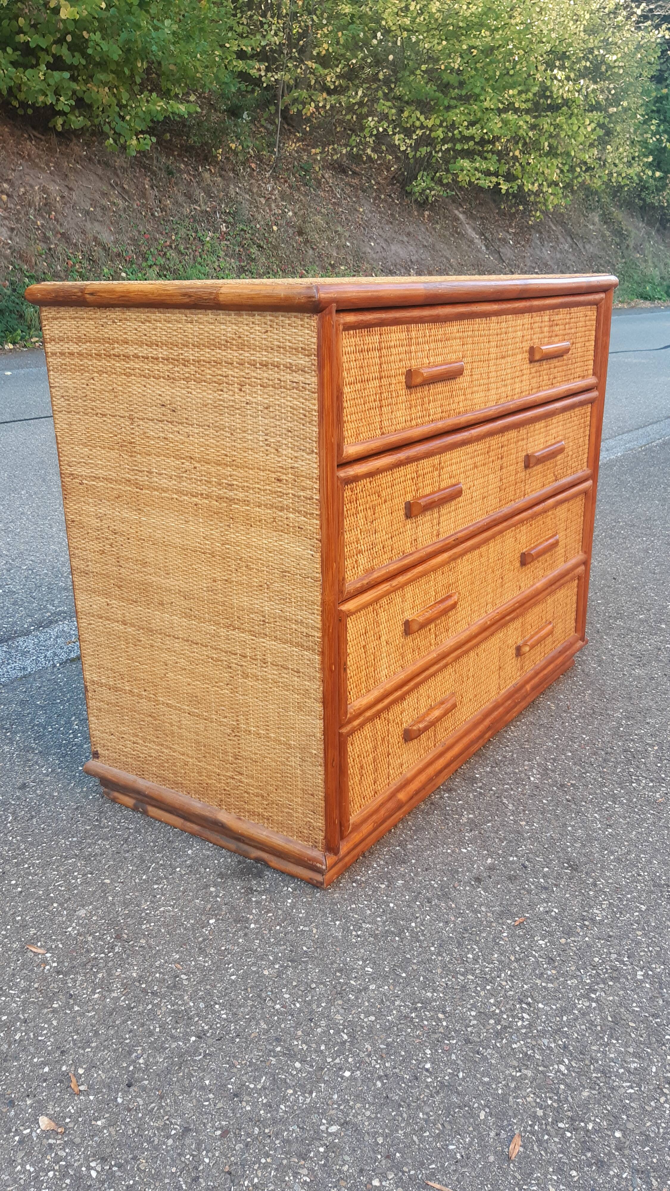 Commode osier et bambou