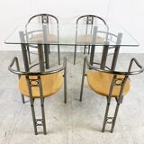 Post modern dining chairs and table, 1980s