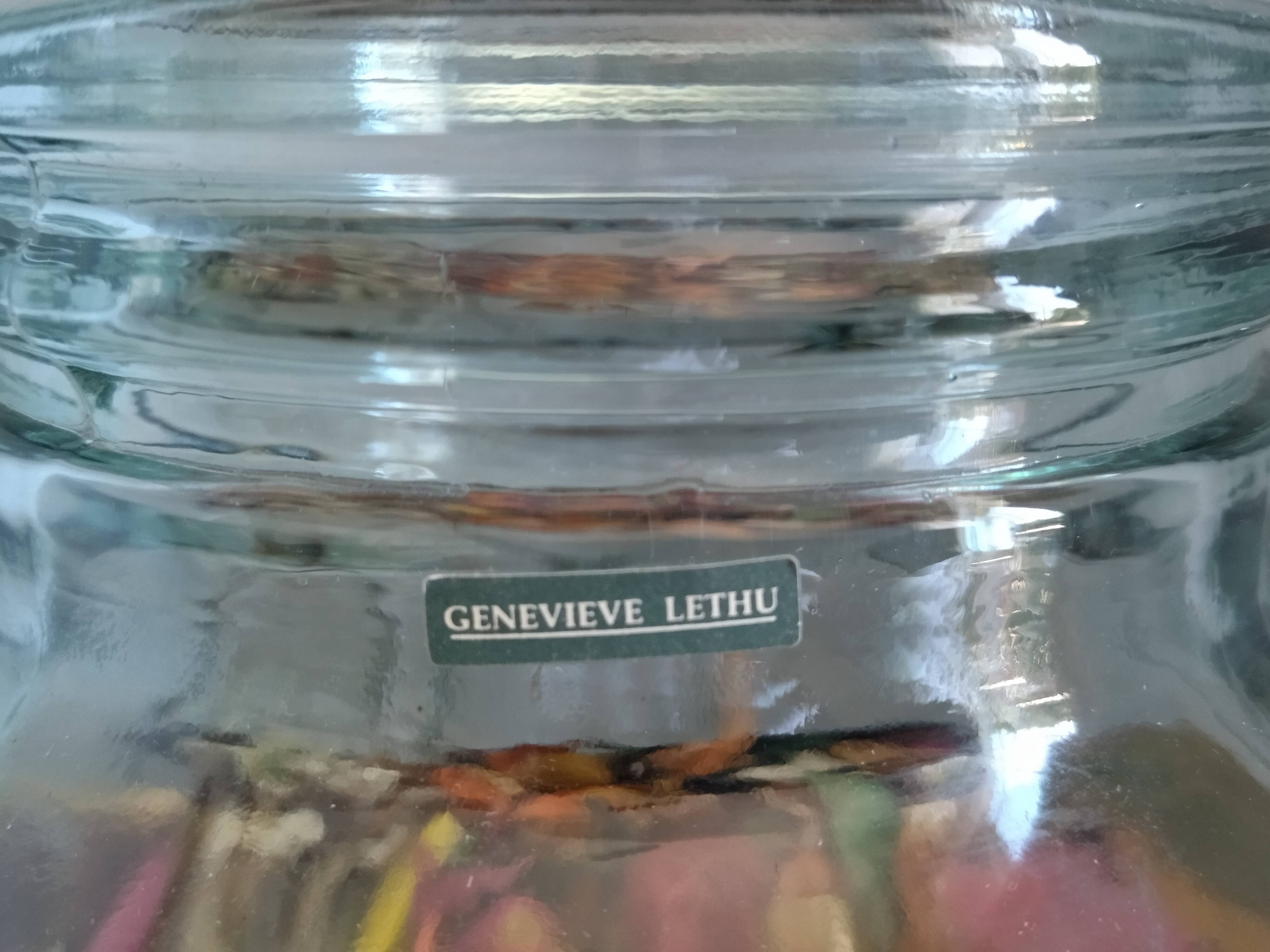 Canister glass geneviève lethu vintage