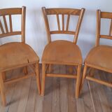 Trio of bistro chairs in beech 50s