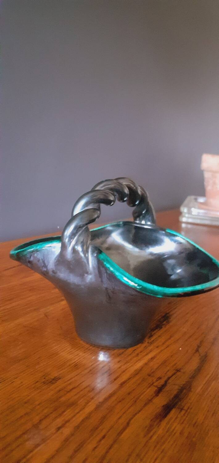 Ceramic bowl, basket from the 50s by Accolay Yonne