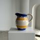 Large blue and yellow hand painted carafe H:20cm