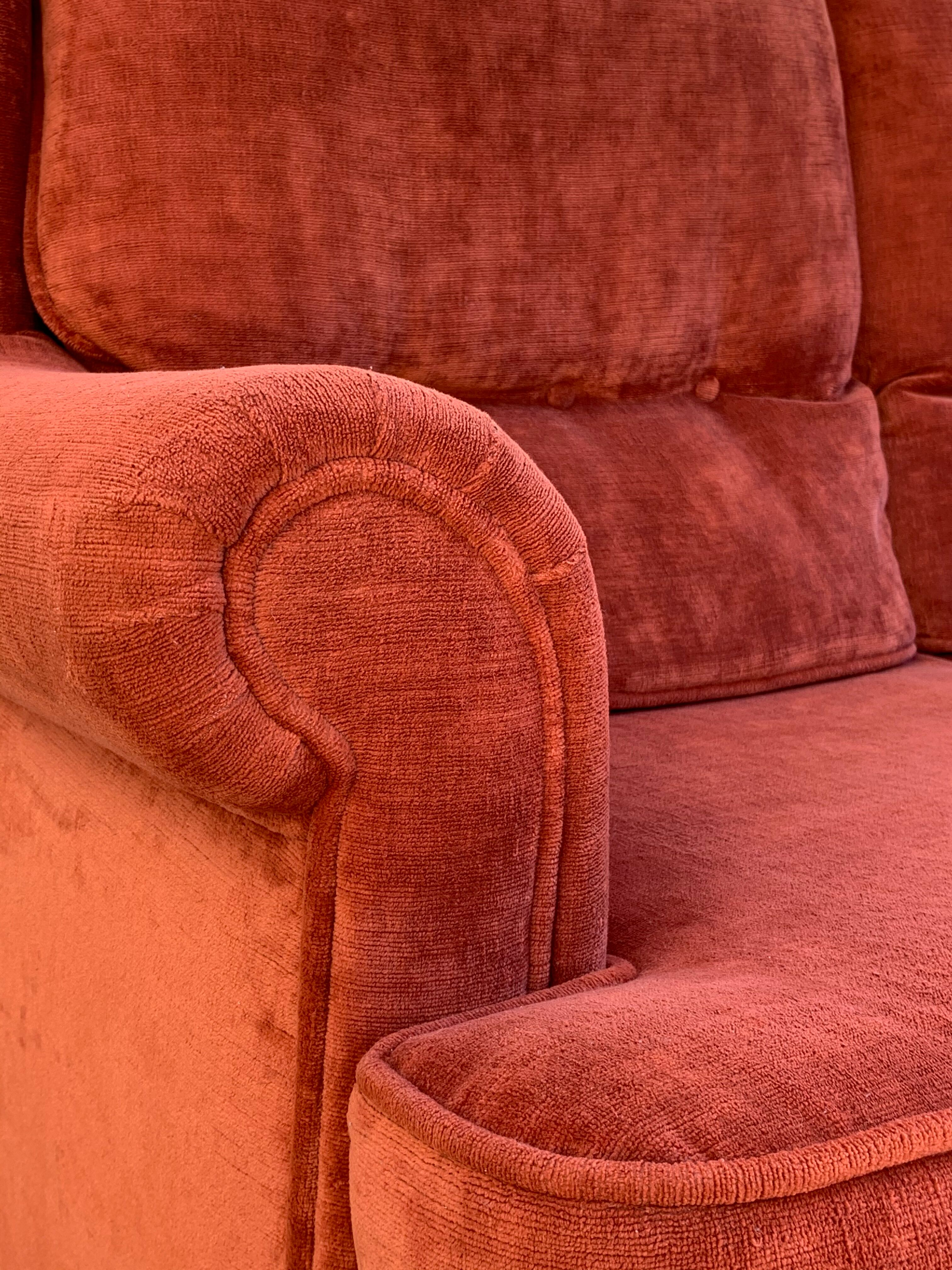 Coral velvet toad sofa